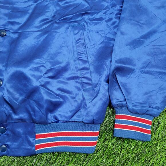 Vintage 80s New York Giants Varsity Bomber Jacket L/XL Chalk-Line Retro NFL Crop - Picture 15 of 15